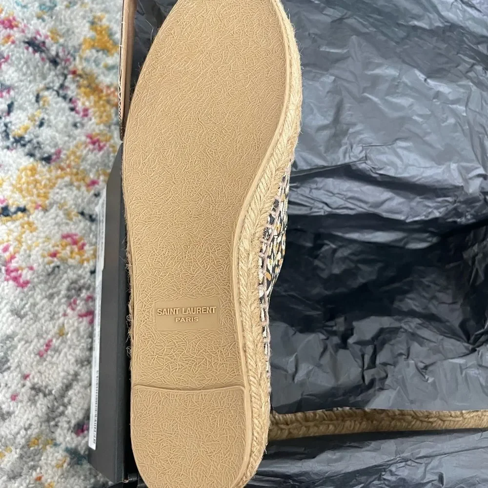 Saint Laurent leopard-print embroidered canvas espadrilles